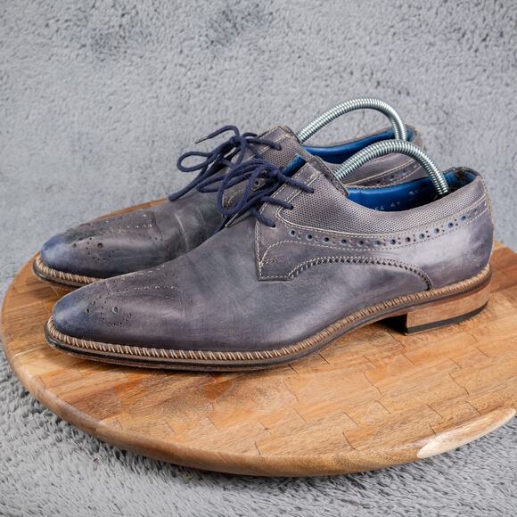 Jose Real Florence Men Size 41 (US 8.5) Wingtip Oxford Black/Bluish Gray Italy - Picture 3 of 7